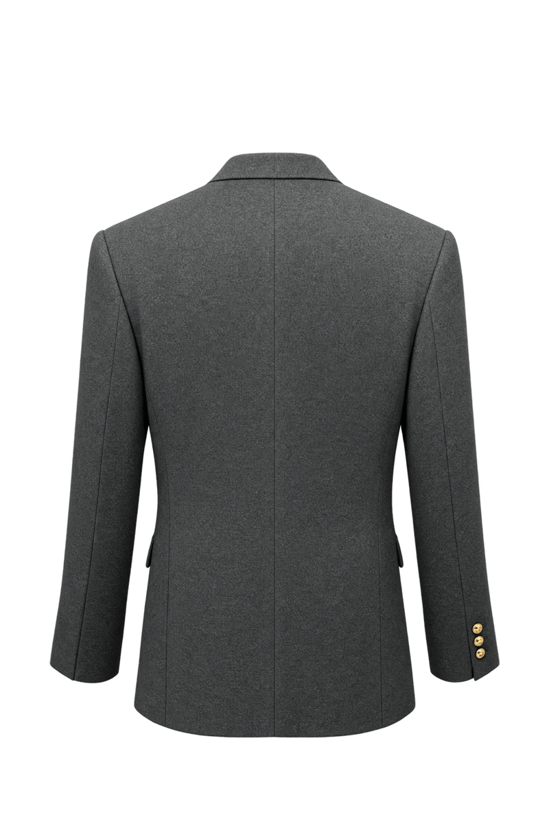 1980s Navy Blue Wool Blazer - Back View