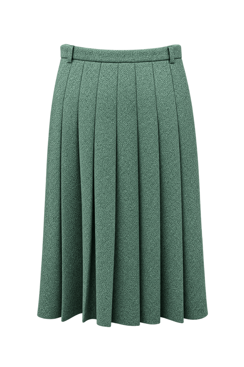 1960s Green Synthetic Blend Skirt - Back View