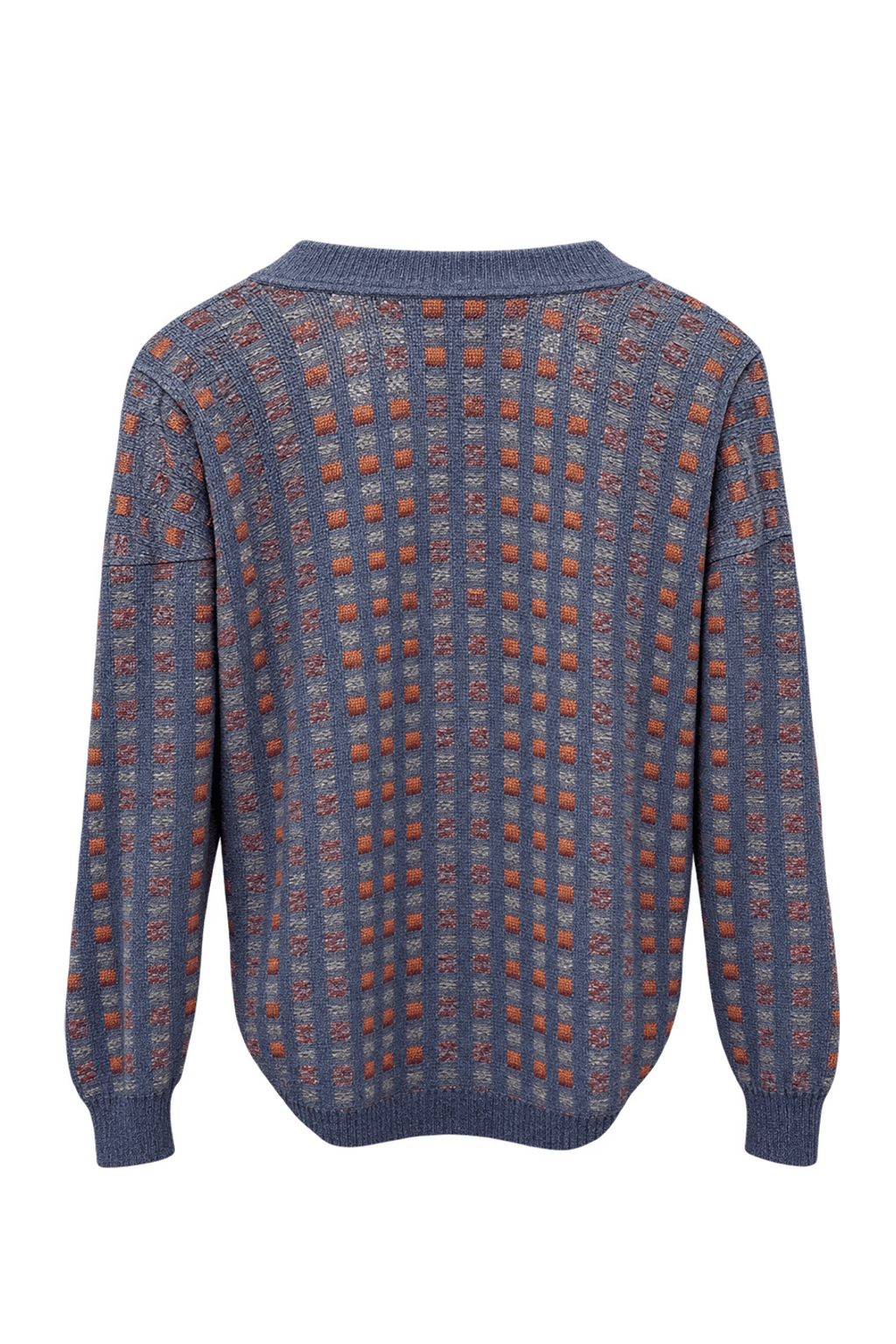 1980s Navy Blue Synthetic Blend Cardigan - Back View