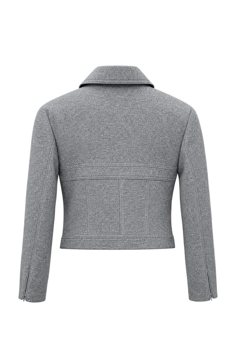 1980s Heather Grey Cotton Blend Jacket - Back View