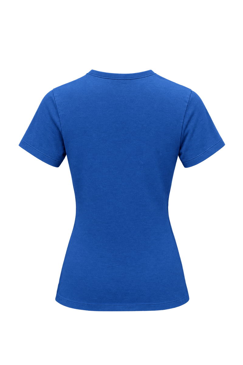 1990s Bright Blue Cotton Blend T-Shirt - Back View