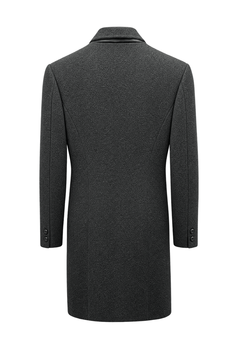 1980s Charcoal Grey Wool Coat - Back View