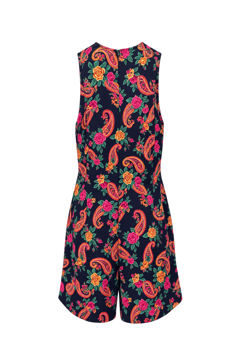 1980s Navy Blue Synthetic Blend Dress - Back View