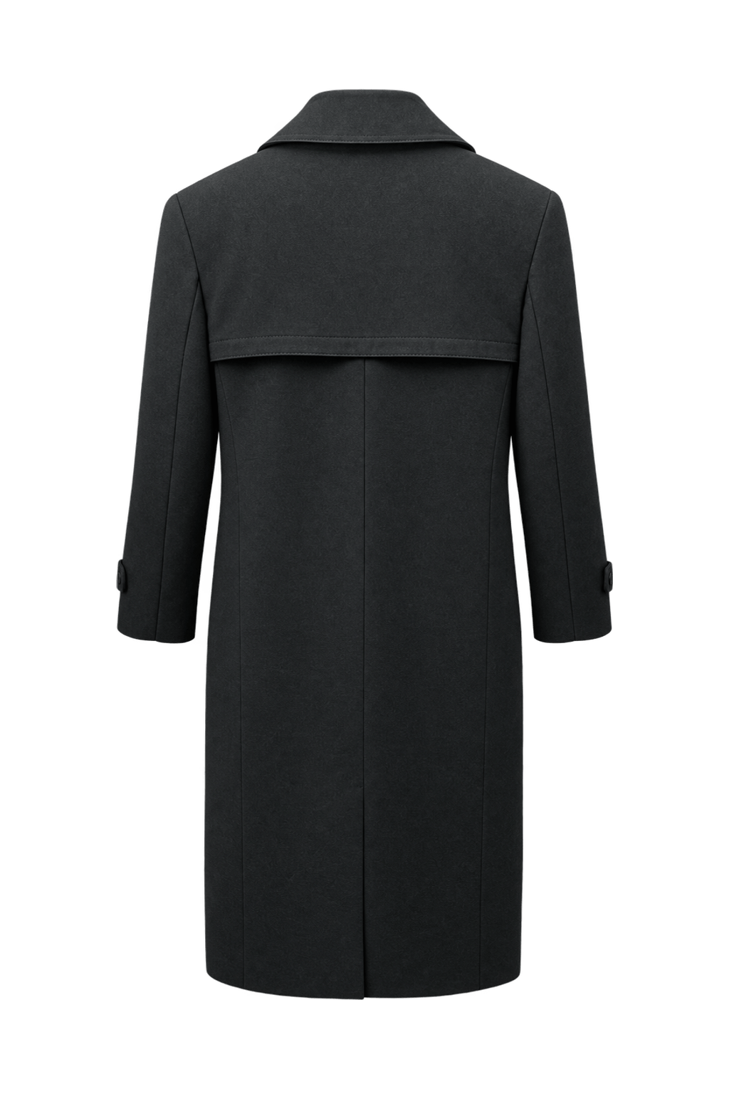 1980s Black Wool Blend Coat - Back View