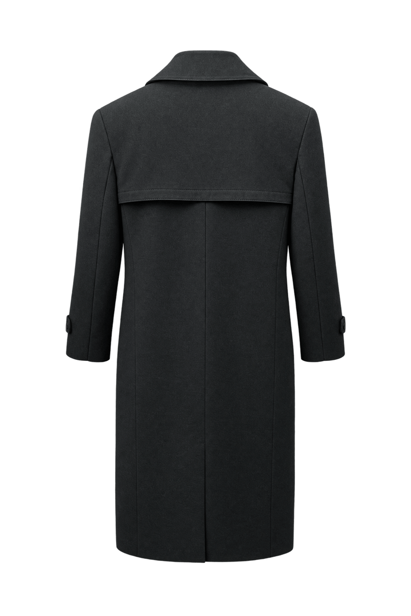 1980s Black Wool Blend Coat - Back View