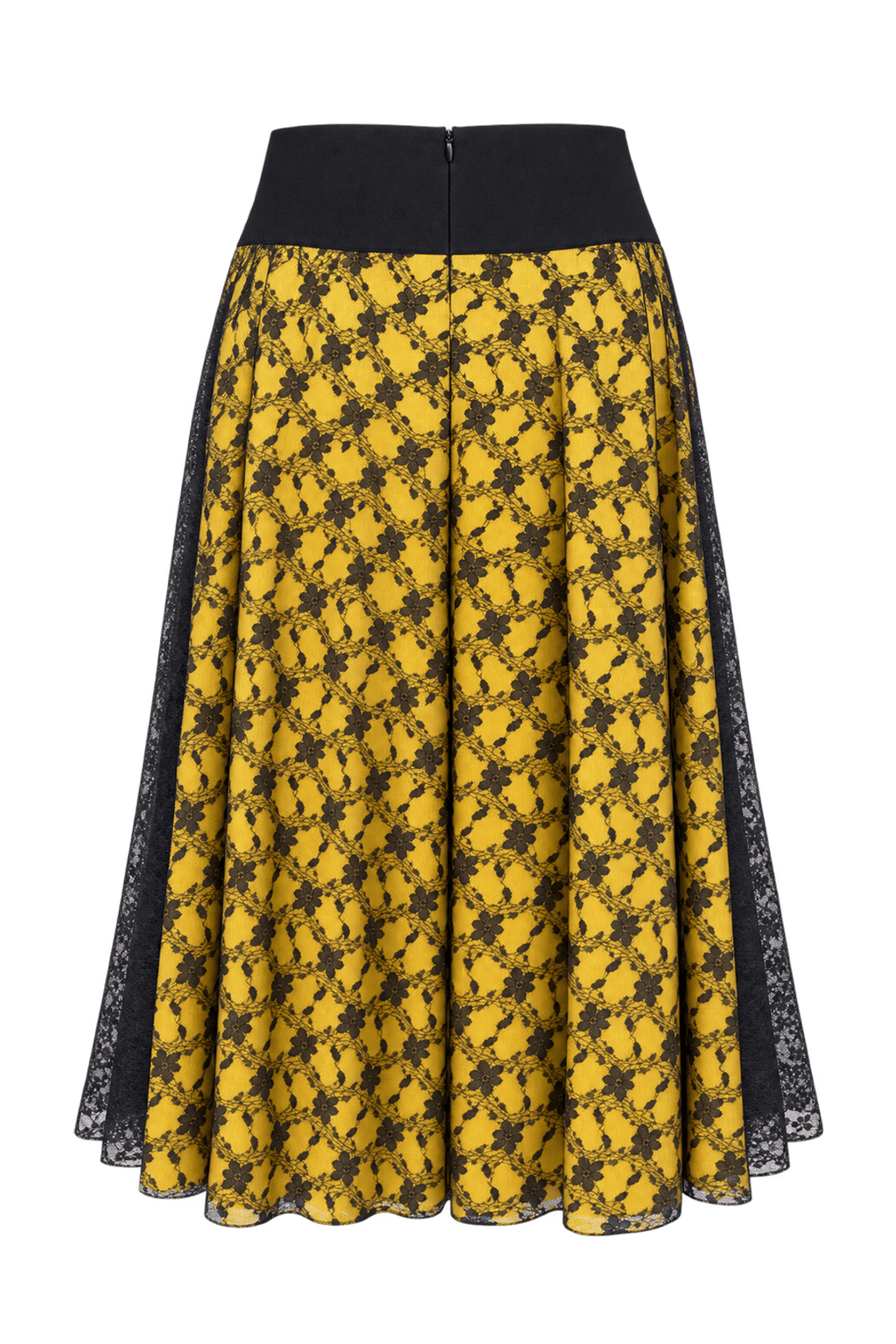 1990s Yellow Synthetic Blend Skirt - Back View