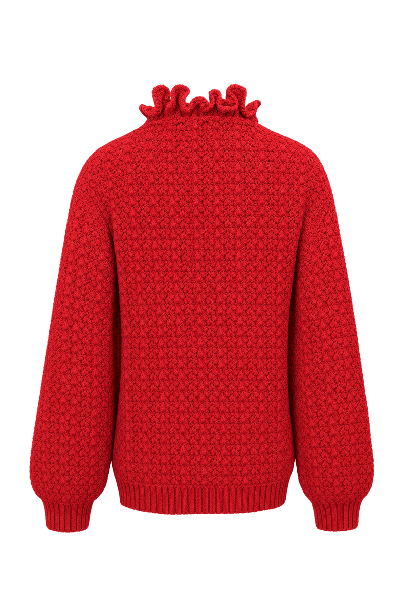 1970s Deep Red Cotton Blend Sweater - Back View