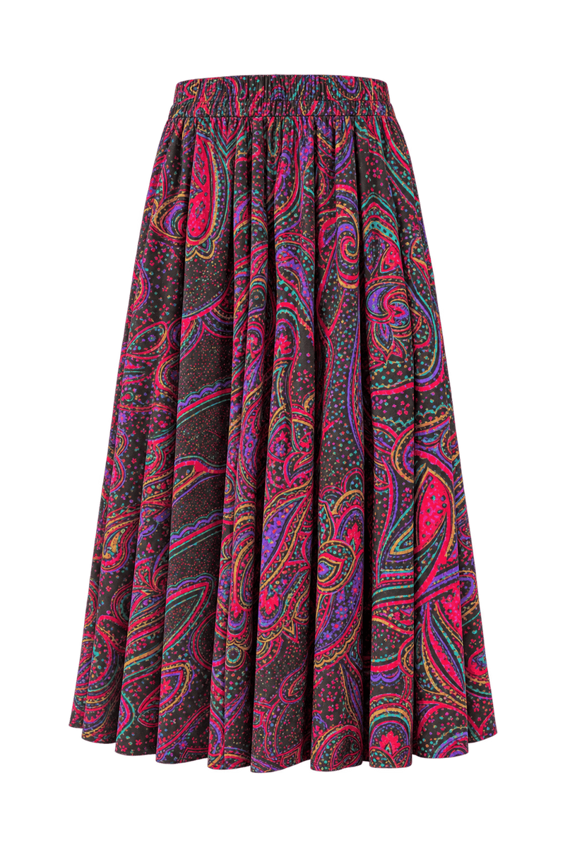 1980s Multicolor Synthetic Blend Skirt - Back View