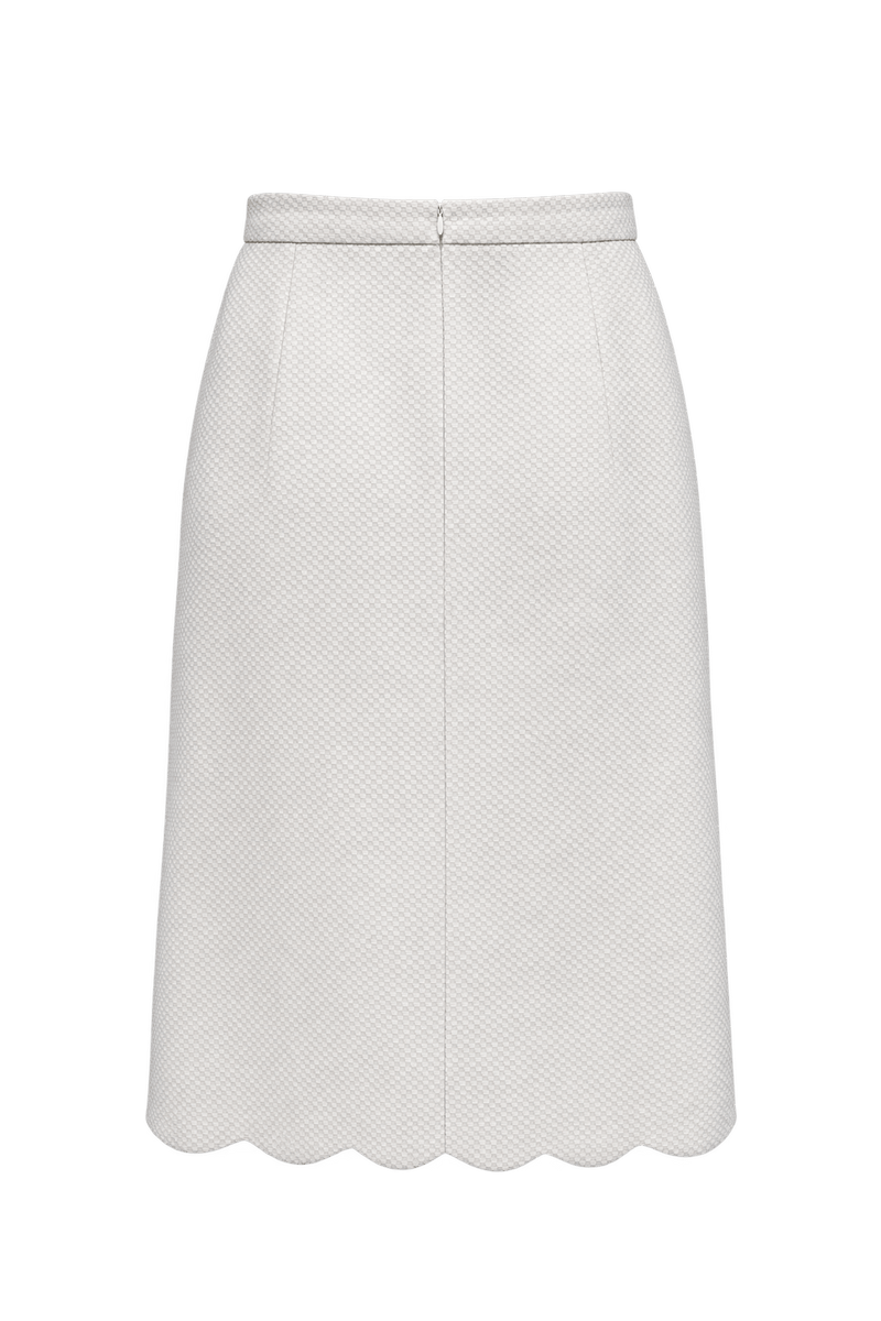 1980s Cream White Synthetic Blend Skirt - Back View