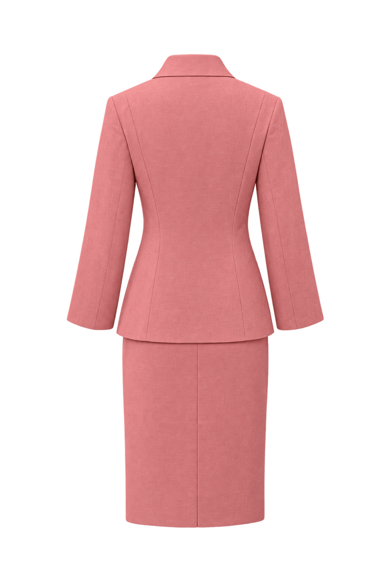 1980s Pink Cotton Blend Skirt Suit - Back View