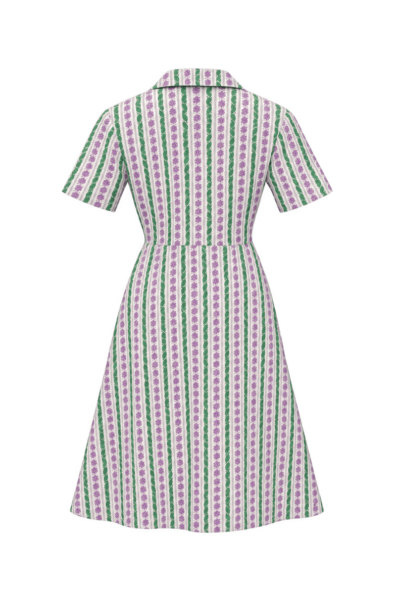 1950s Green Cotton A-line Dress - Back View