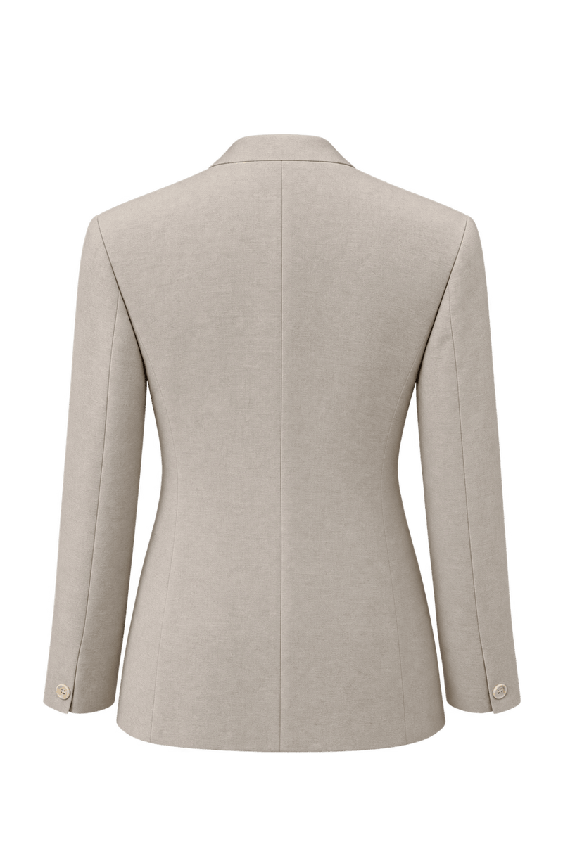1990s Beige Wool Blend Blazer - Back View