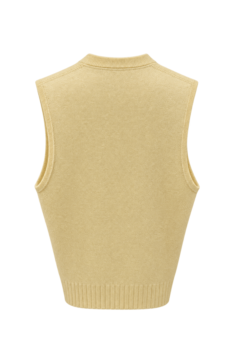 1960s Cream Wool Vest - Back View