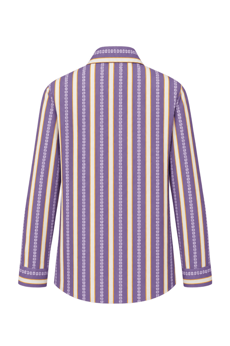1970s Purple Cotton Blend Shirt - Back View