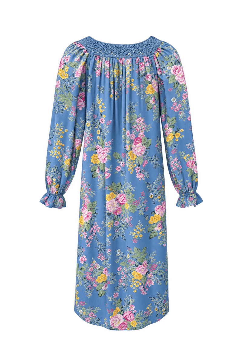1970s Blue Cotton Dress - Back View