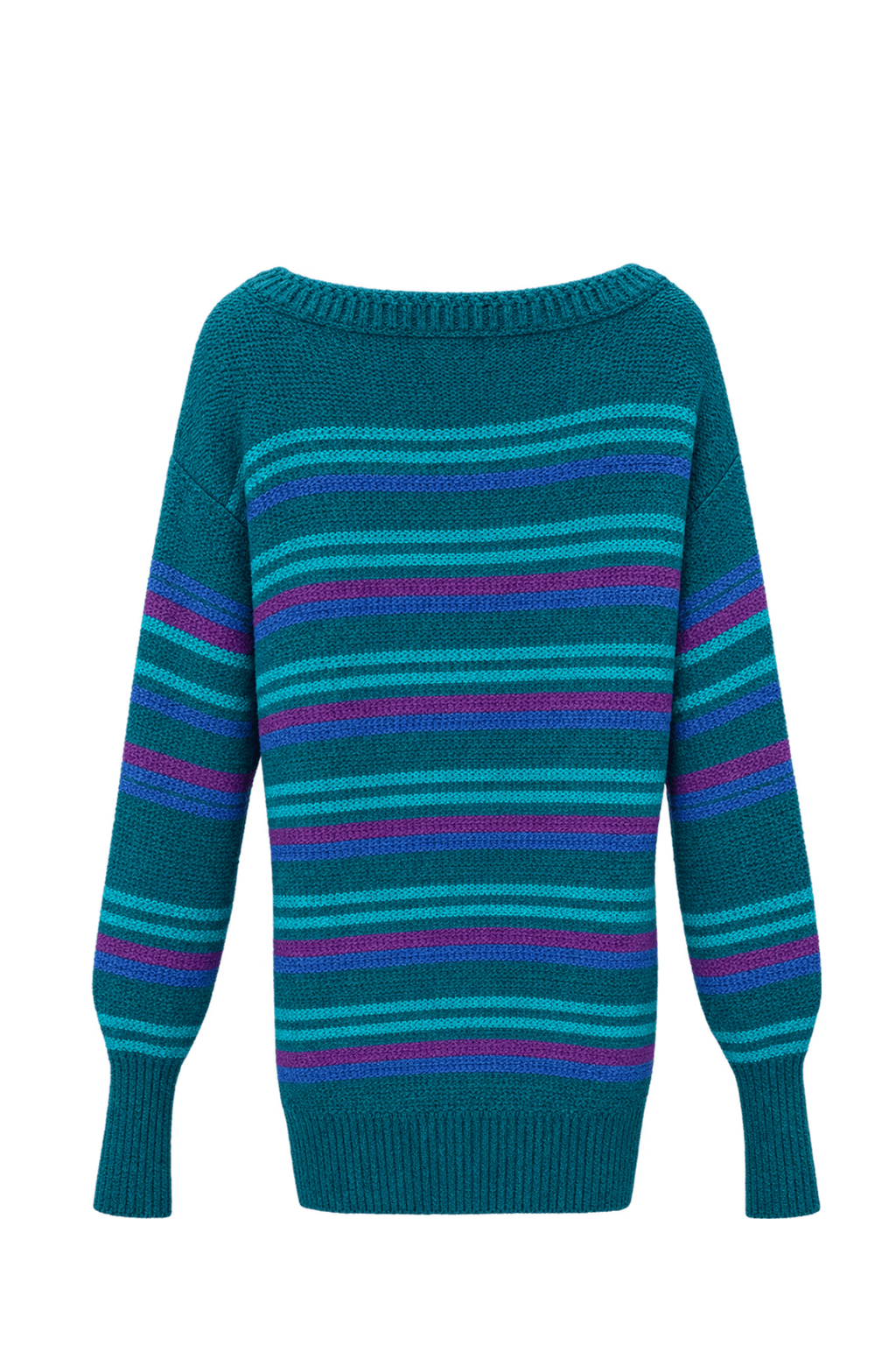 1980s Teal Wool Blend Sweater - Back View