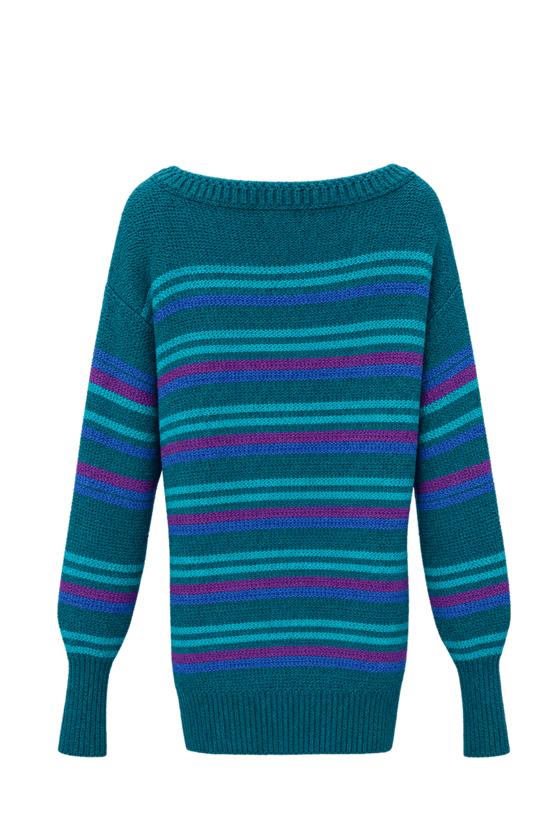 1980s Teal Wool Blend Sweater - Back View