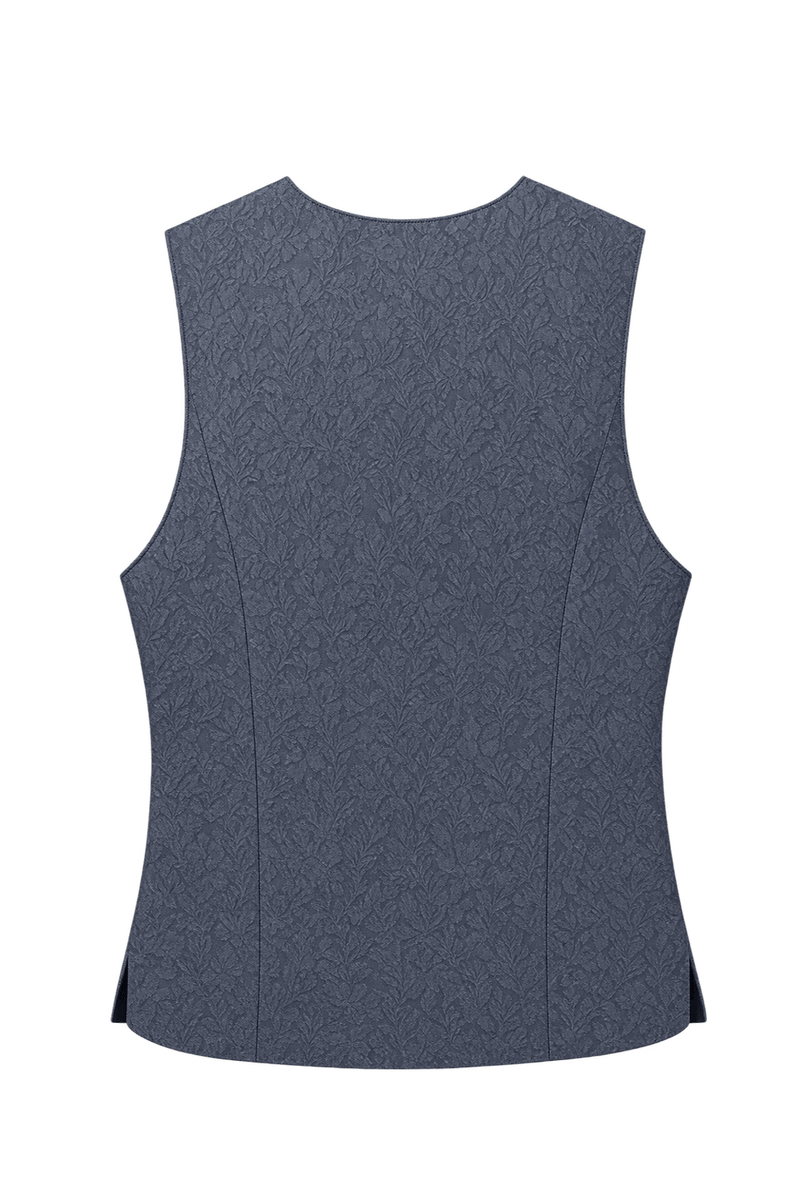 1970s Blue Wool Blend Vest - Back View