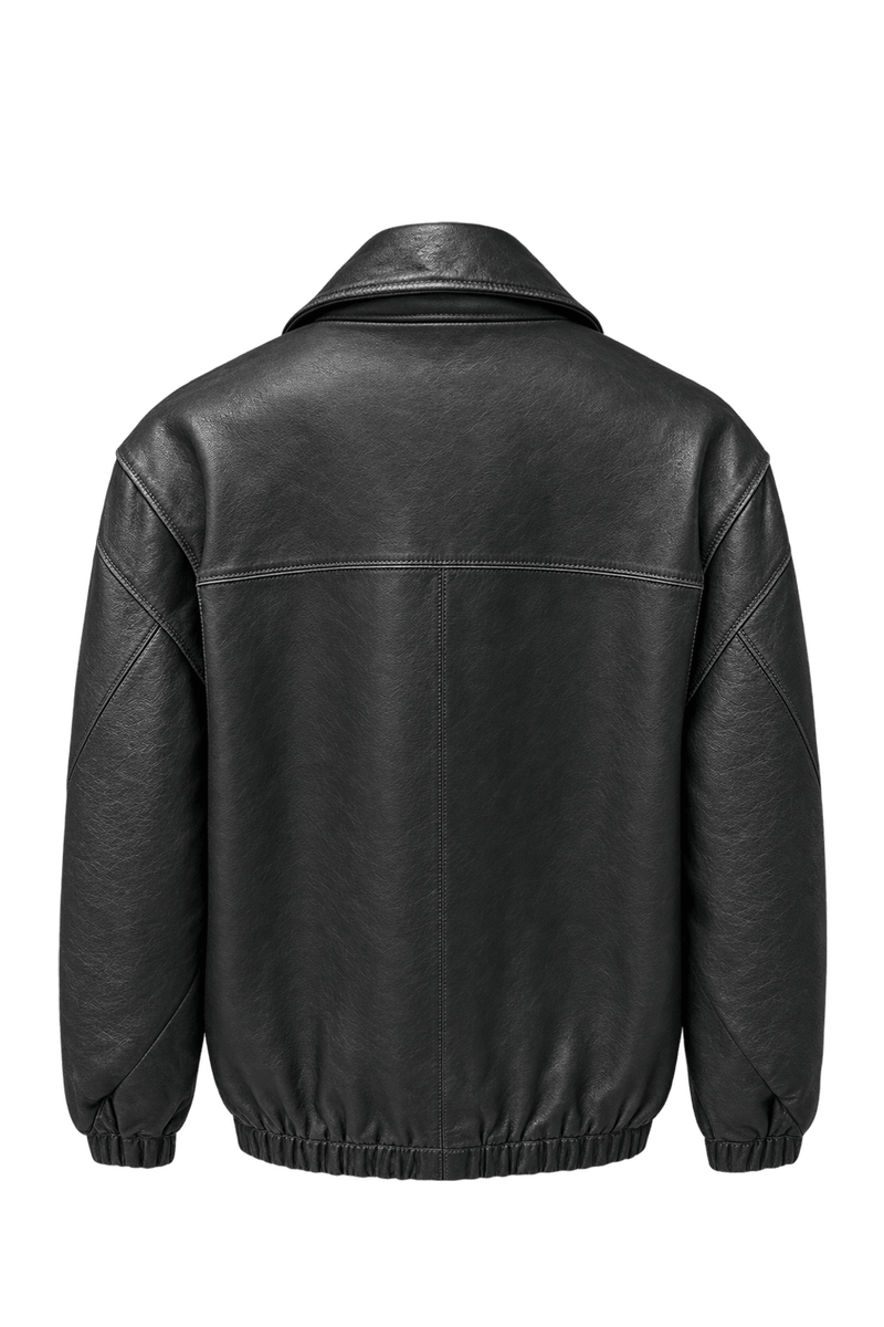 1990s Black Leather Jacket - Back View