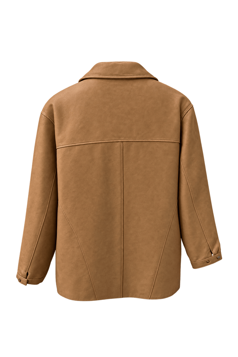 1990s Tan Leather Jacket - Back View