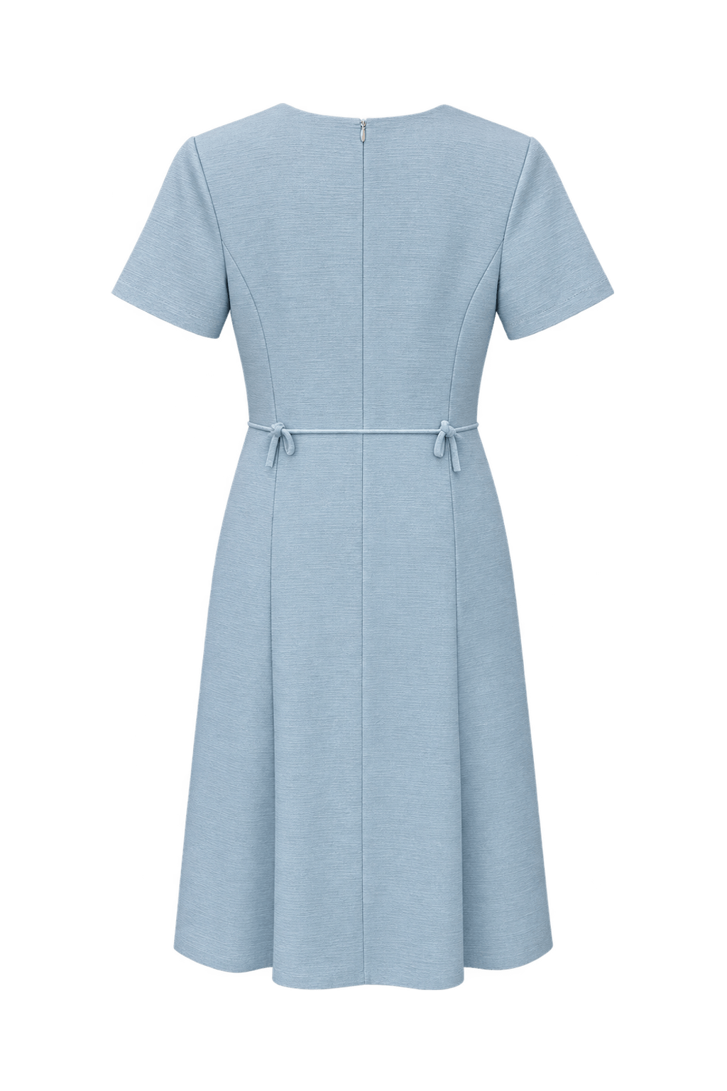1960s Light Blue Synthetic Blend Dress - Back View