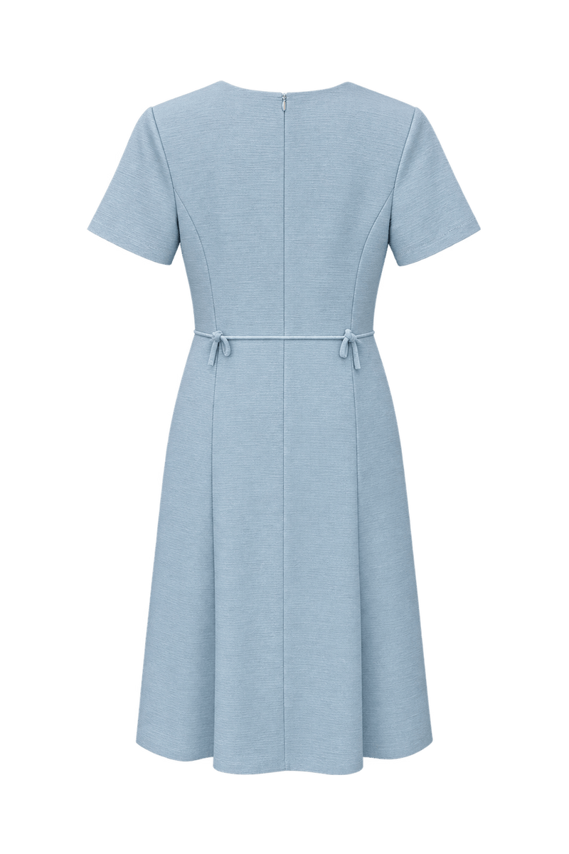 1960s Light Blue Synthetic Blend Dress - Back View