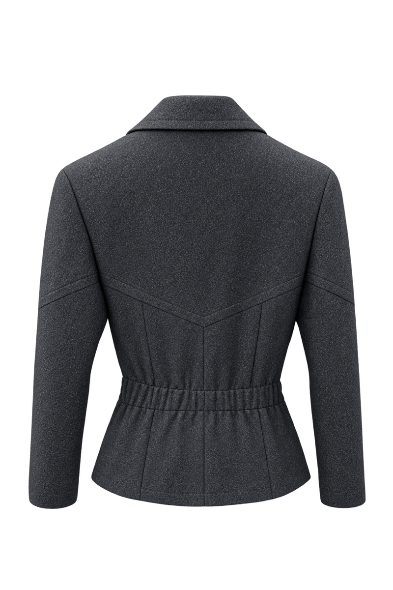 1980s Charcoal Grey Wool Blazer - Back View