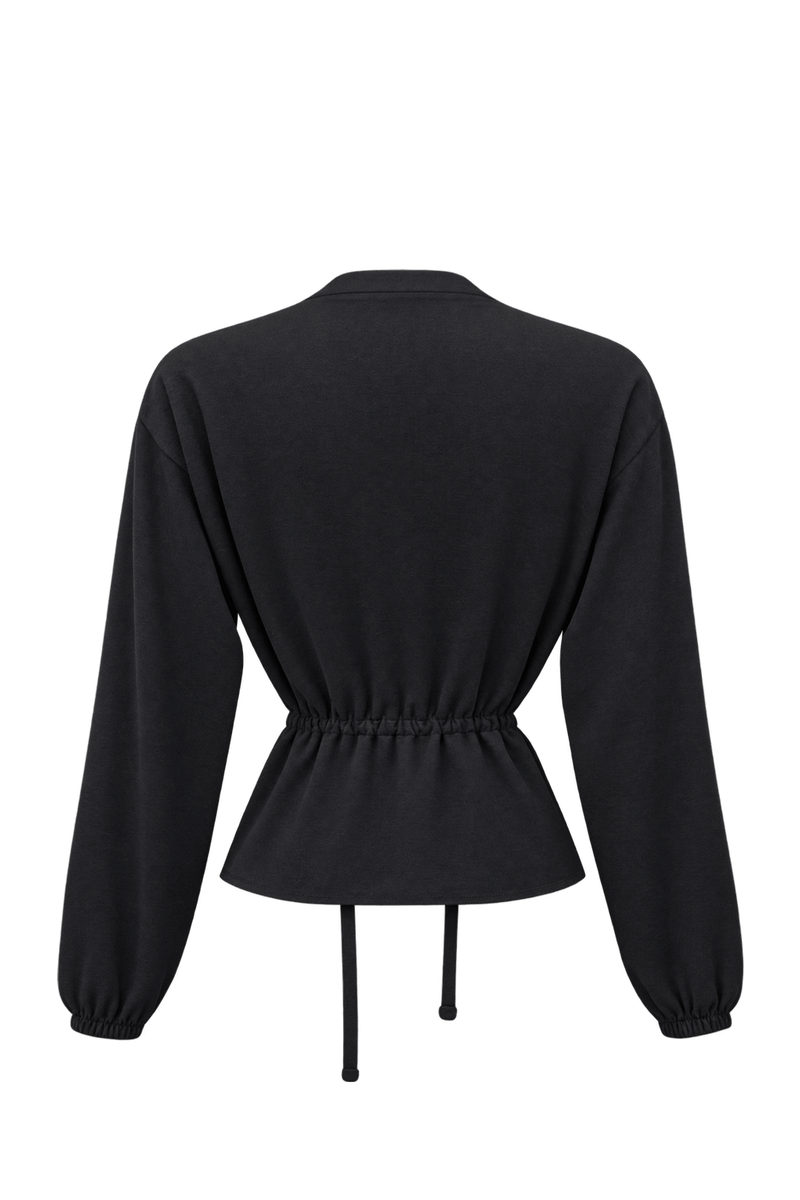 1980s Black Cotton Blend Cardigan - Back View