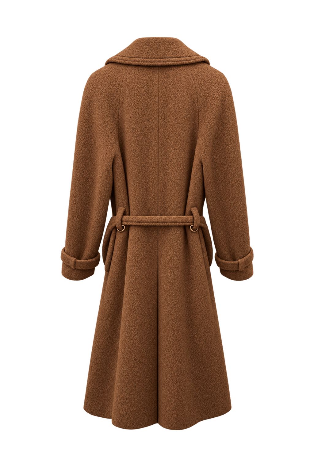 1970s Brown Wool Blend Coat - Back View