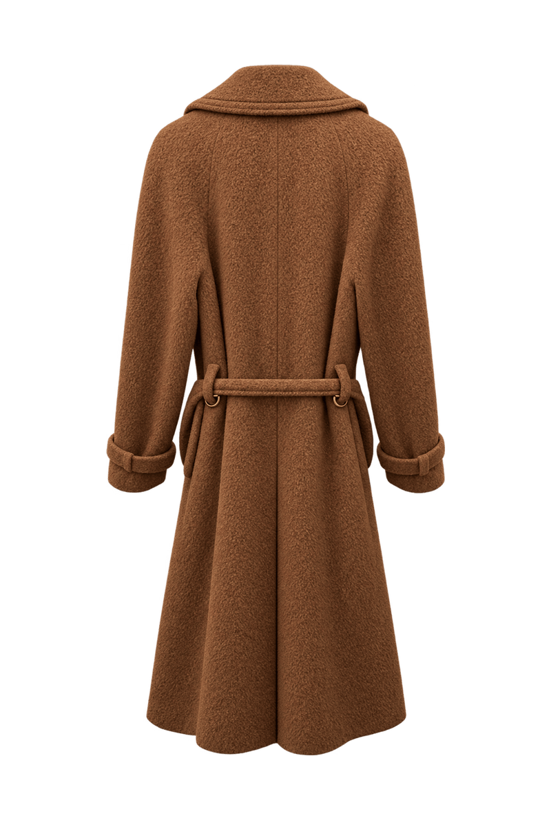 1970s Brown Wool Blend Coat - Back View