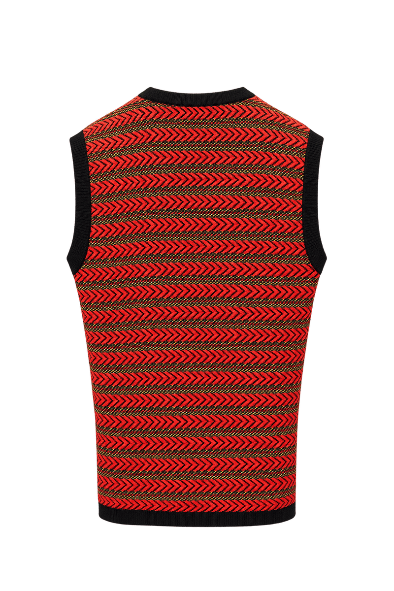1970s Red Wool Blend Vest - Back View