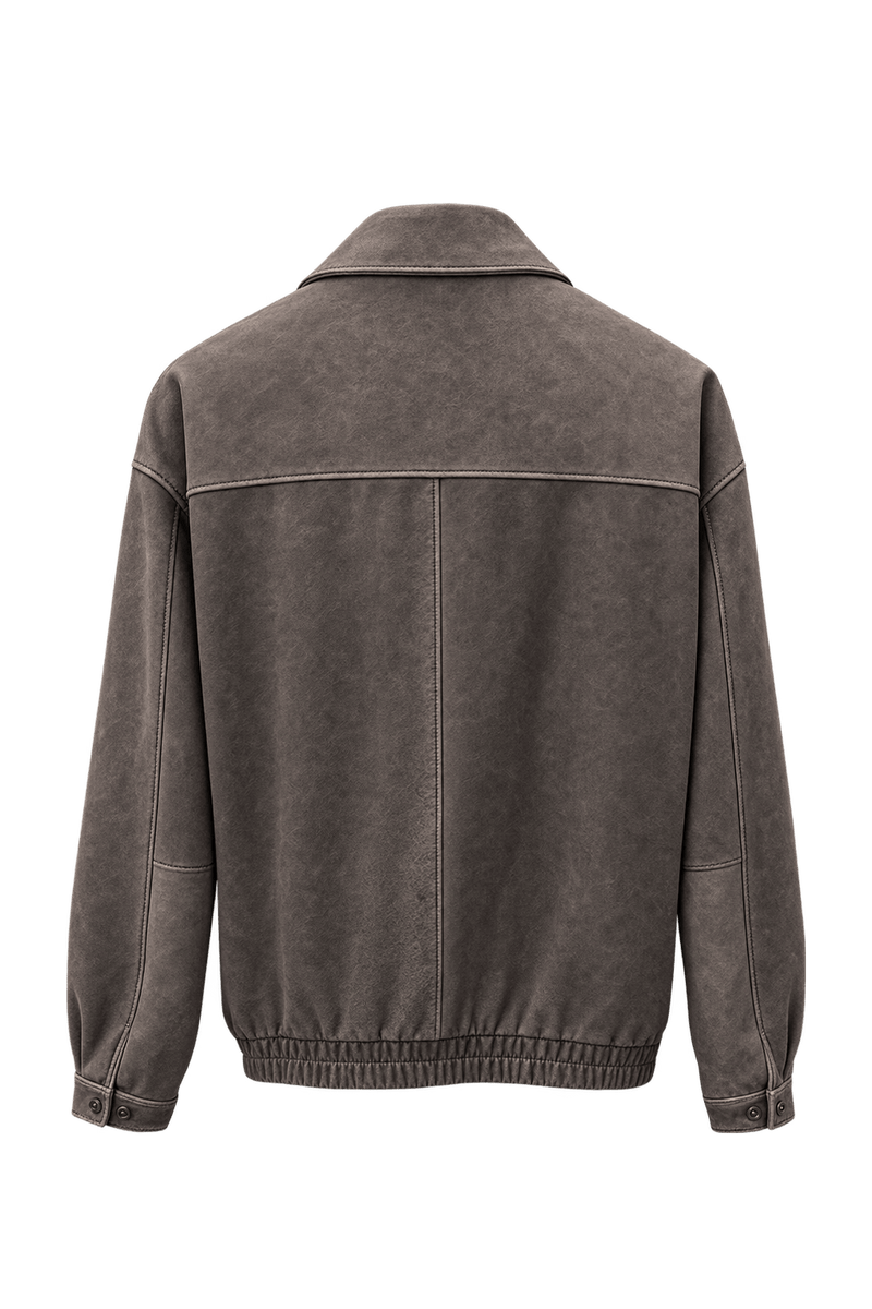 1980s Dark Brown Leather Jacket - Back View