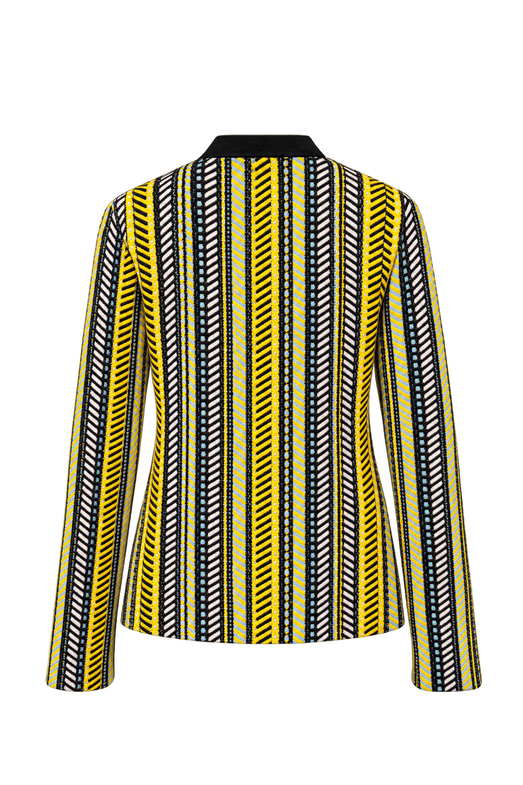 1990s Black Yellow Wool Blend Jacket - Back View