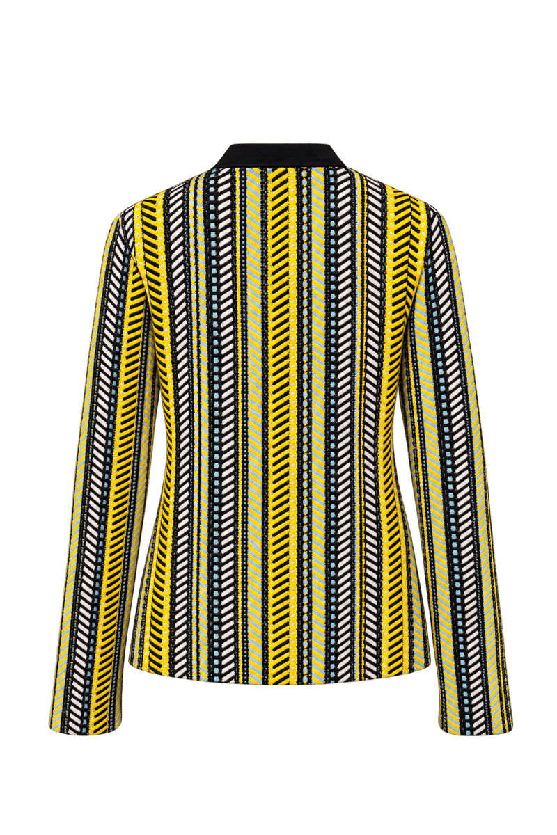 1990s Black Yellow Wool Blend Jacket - Back View