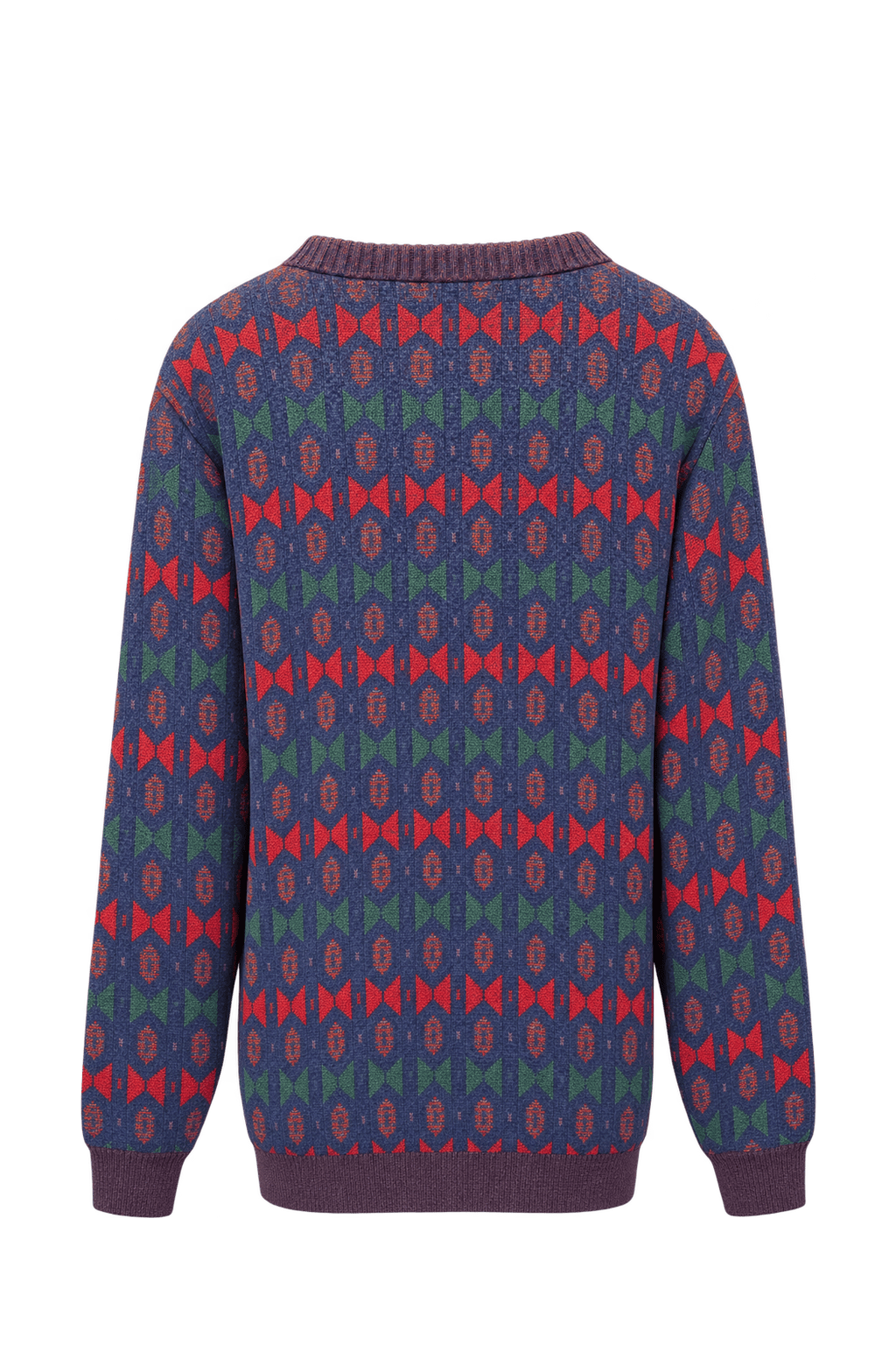 1980s Navy Blue Cotton Blend Sweater - Back View