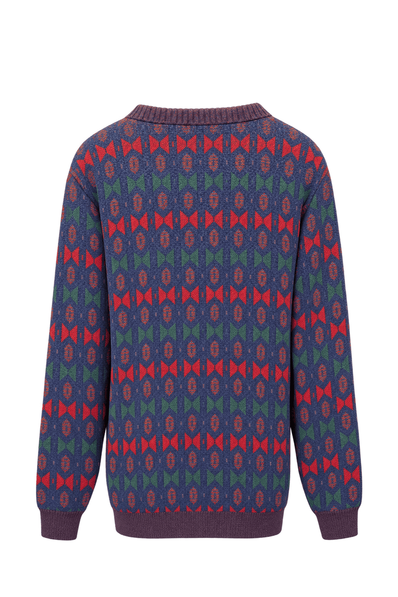 1980s Navy Blue Cotton Blend Sweater - Back View