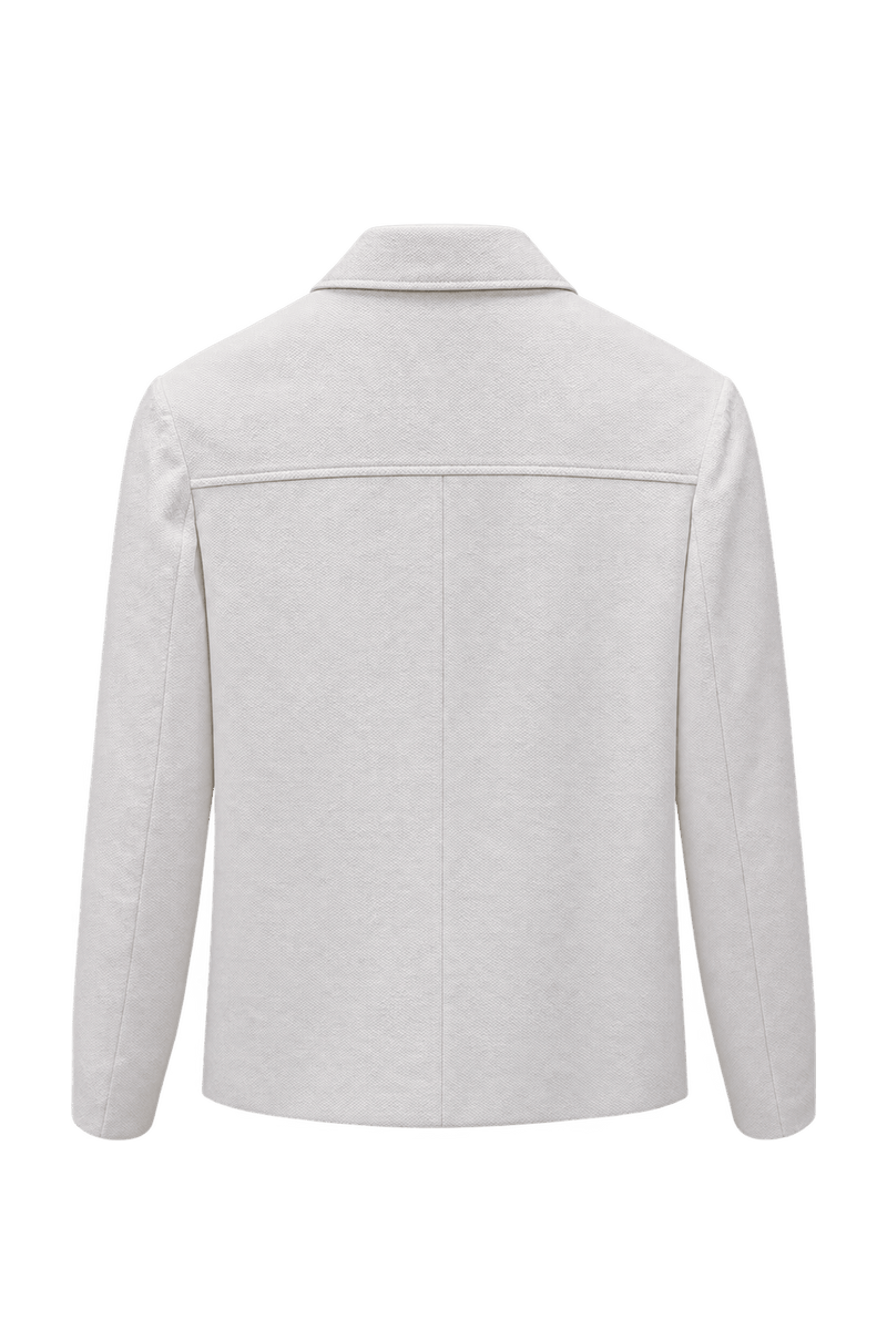 1990s White Cotton Blend Jacket - Back View