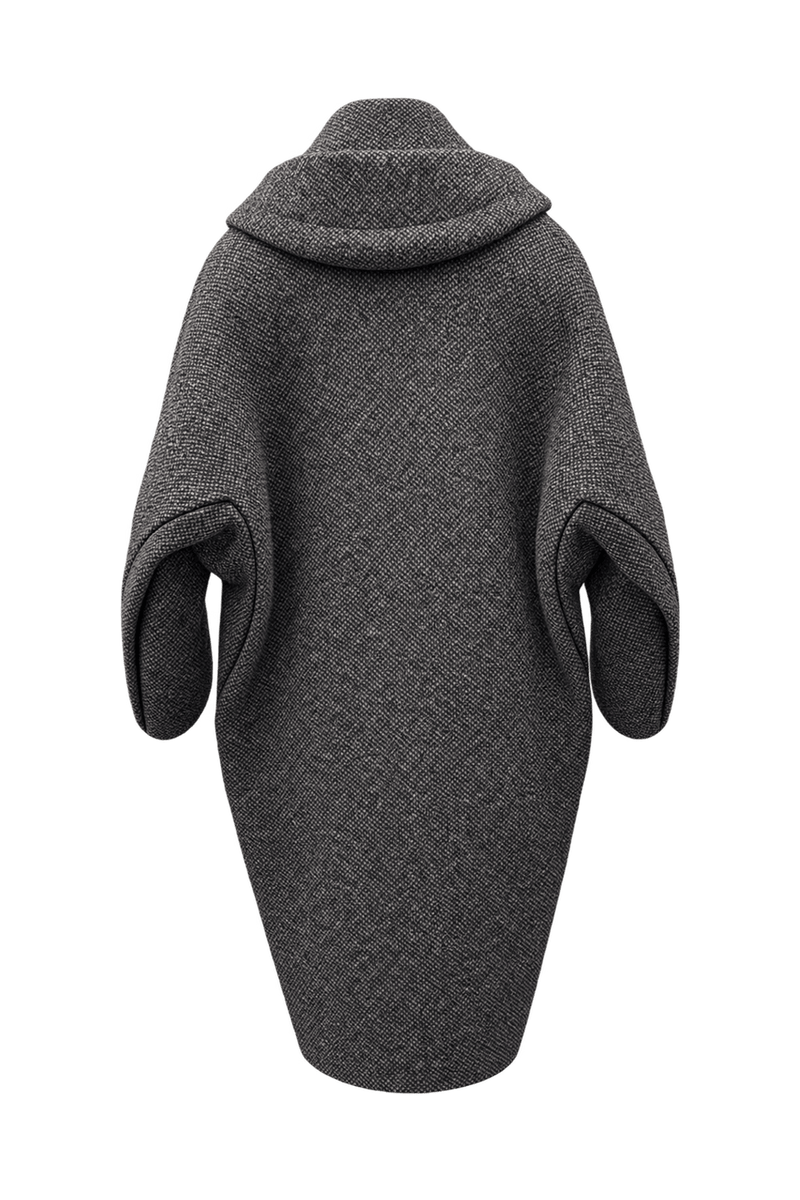 1990s Grey Wool Blend Coat - Back View