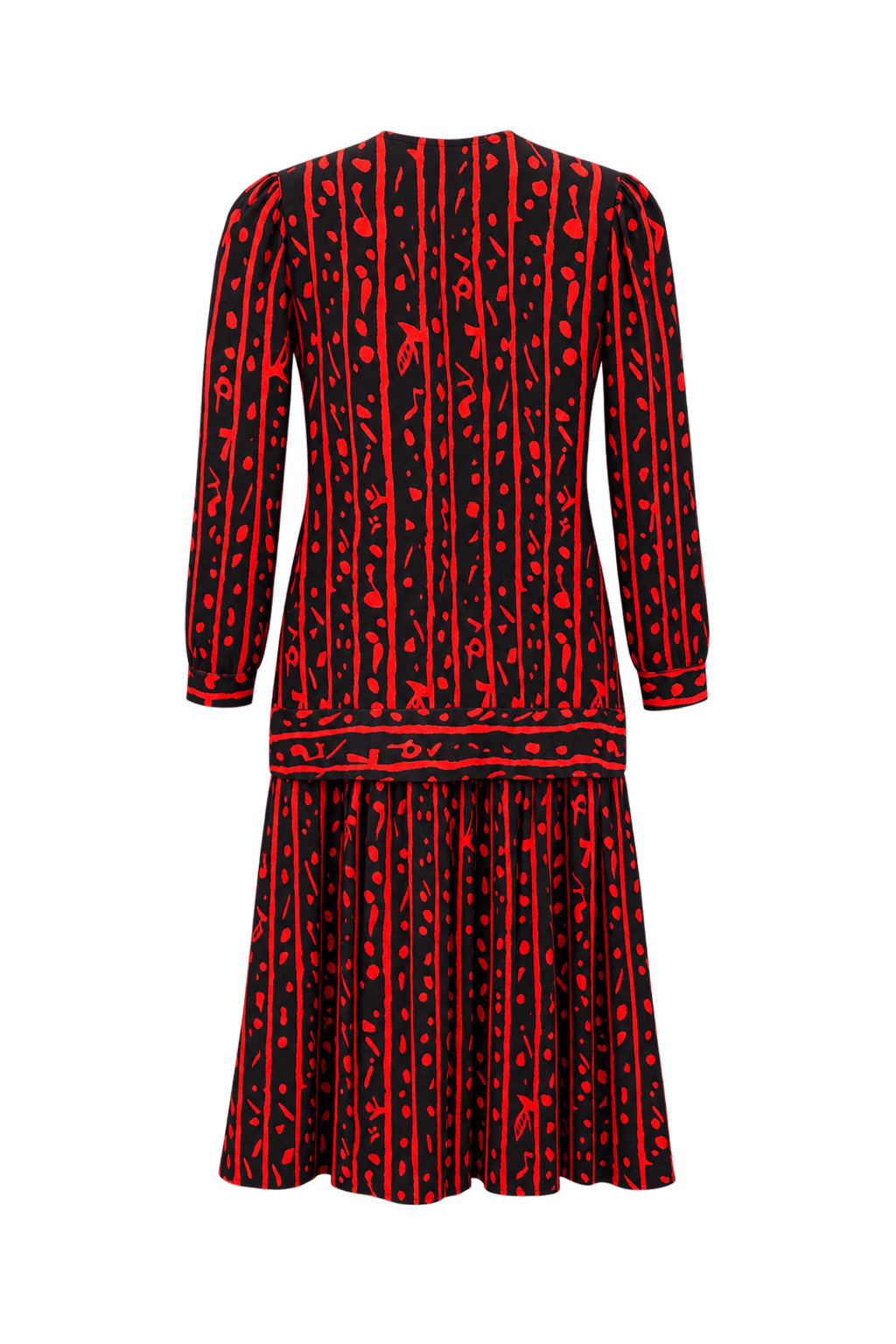 1980s Black Polyester Dress - Back View