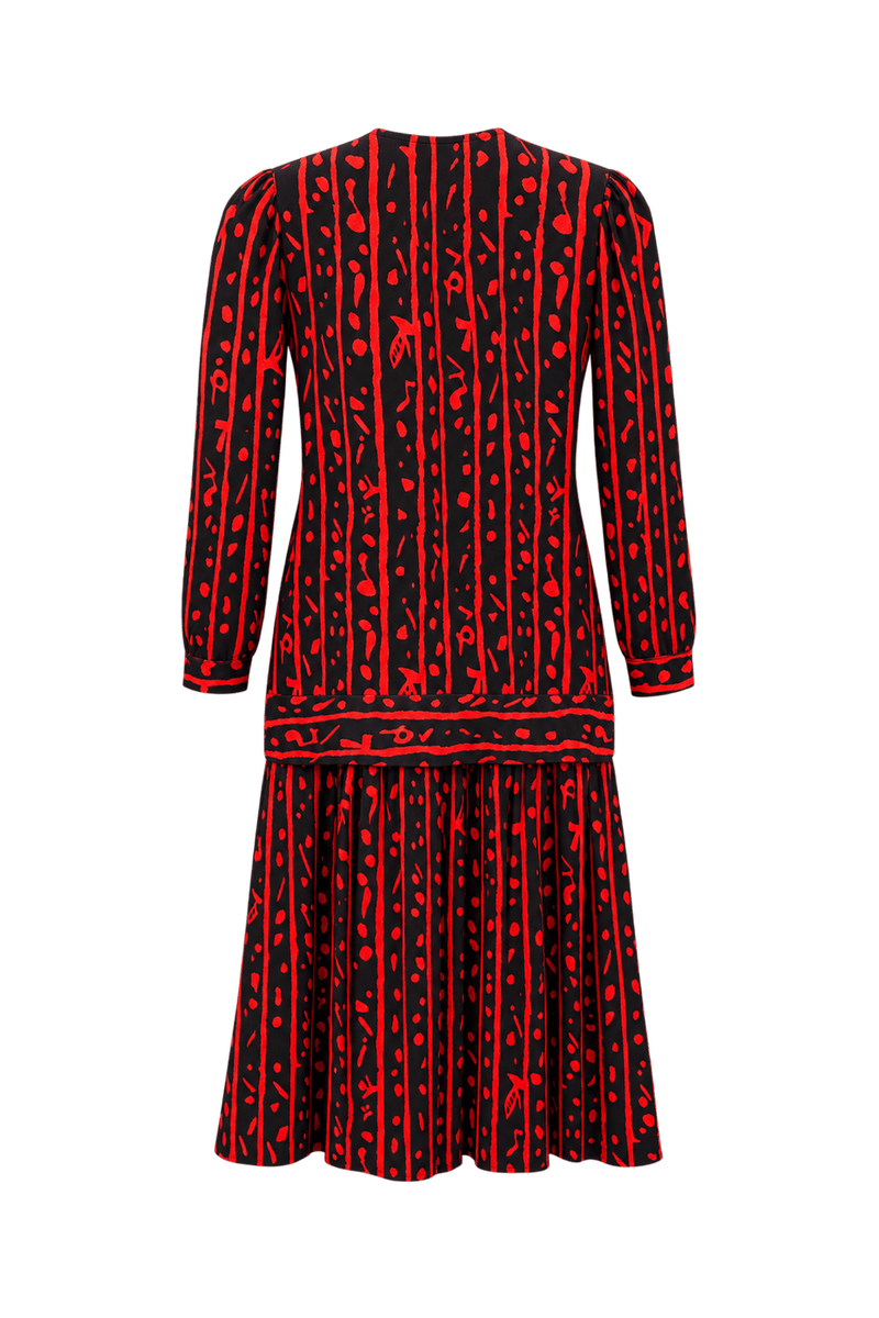 1980s Black Polyester Dress - Back View