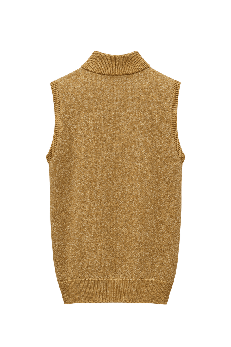 1990s Gold Wool Blend Vest - Back View