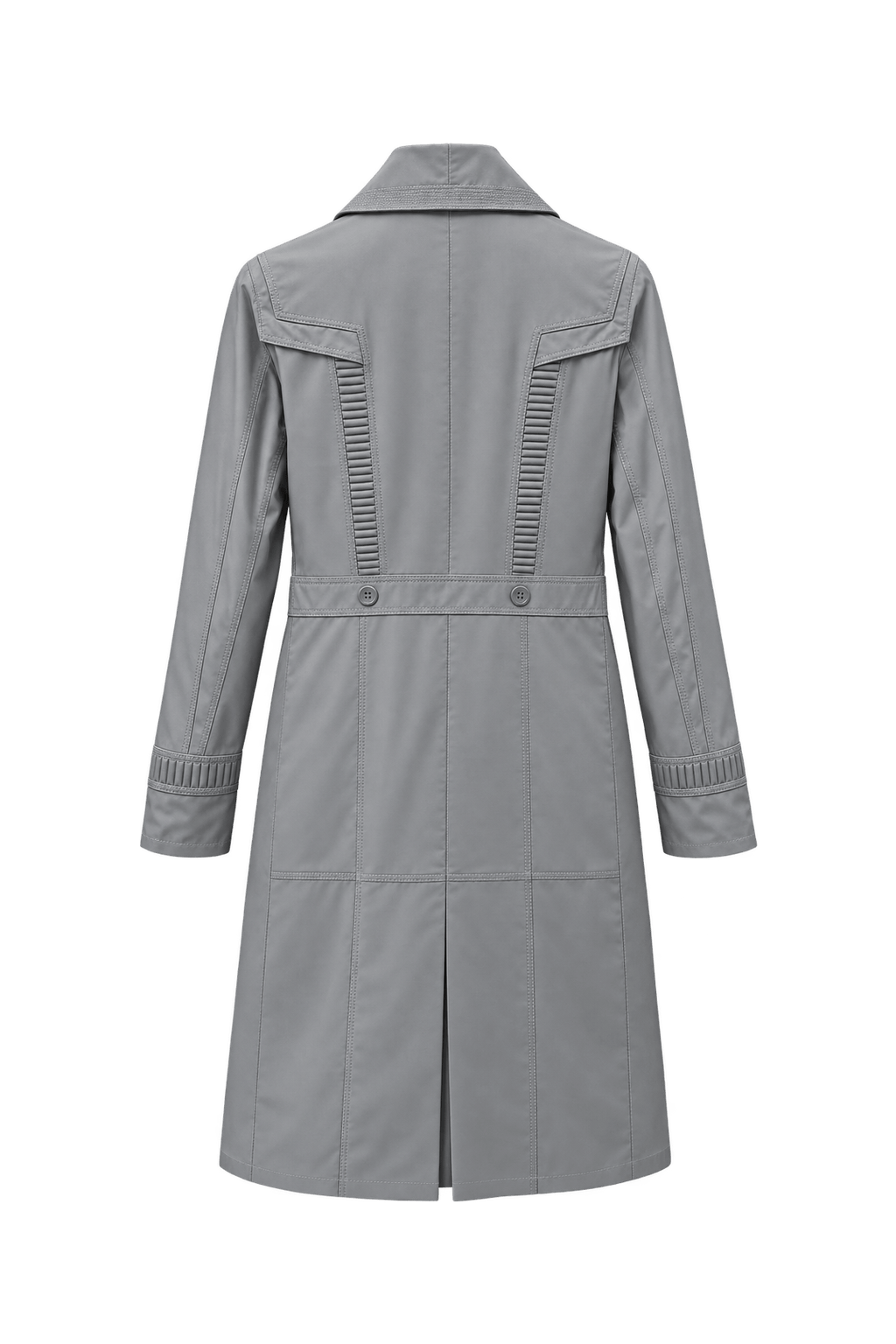 1970s Grey Polyester Coat - Back View