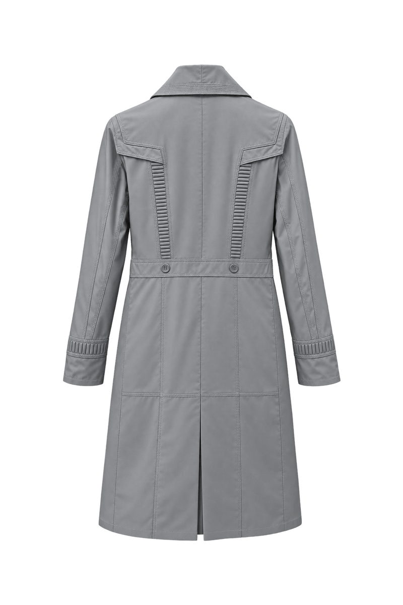 1970s Grey Polyester Coat - Back View