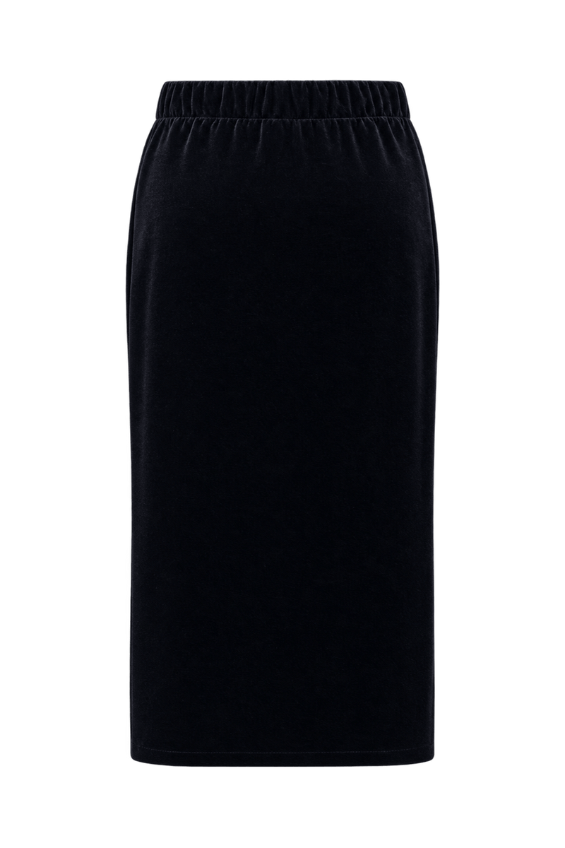 1990s Black Velvet Skirt - Back View