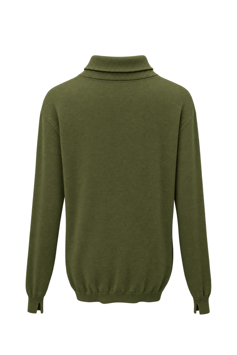 1970s Olive Green Cotton Blend Sweater - Back View