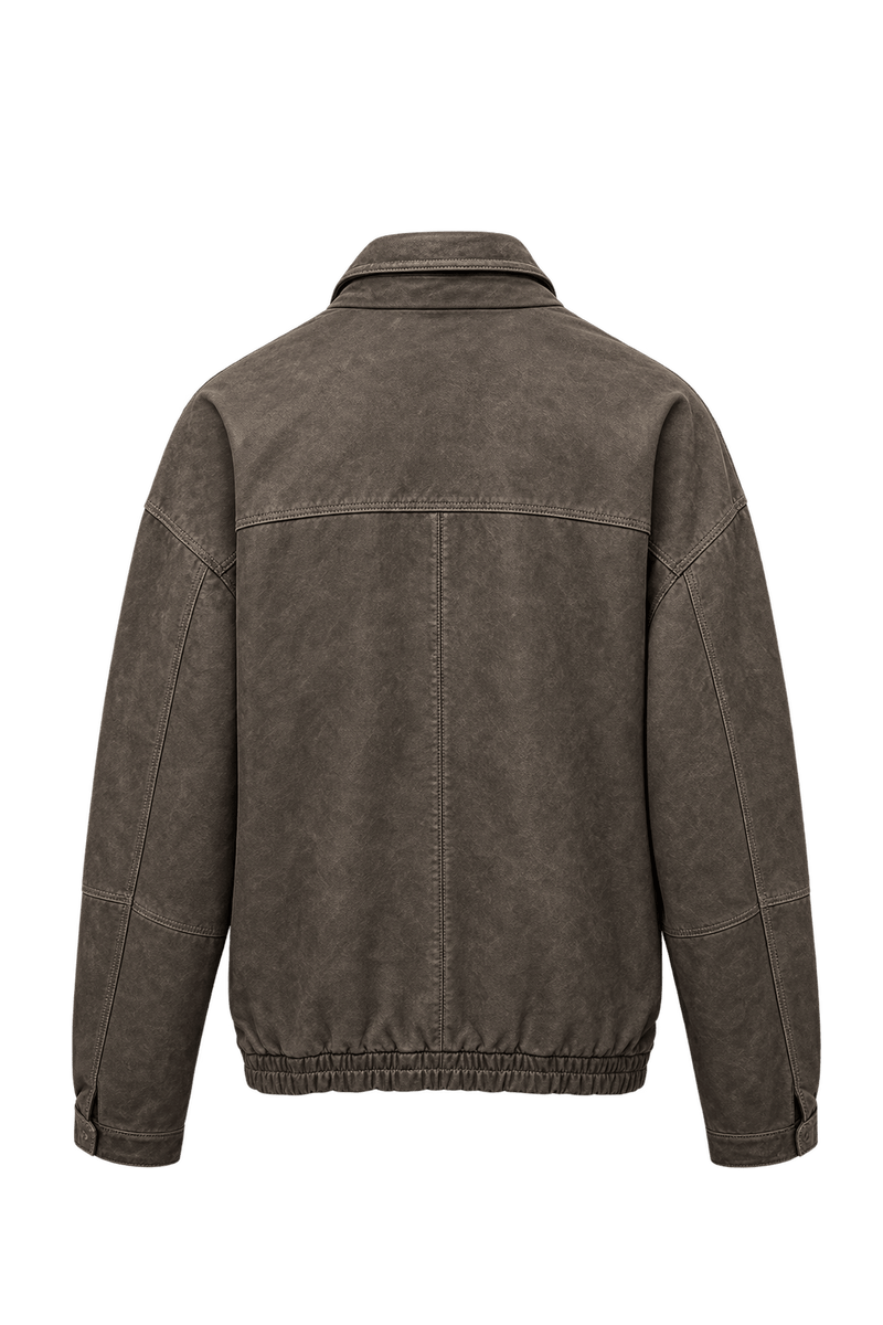 1980s Dark Brown Leather Jacket - Back View