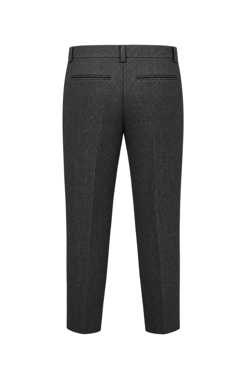 1980s Charcoal Gray Wool Blend Trousers - Back View