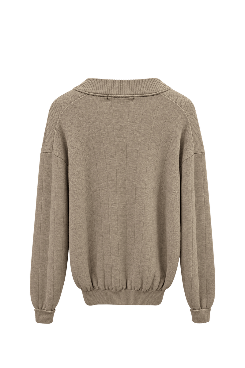 1960s Warm Taupe Beige Knit Sweater - Back View