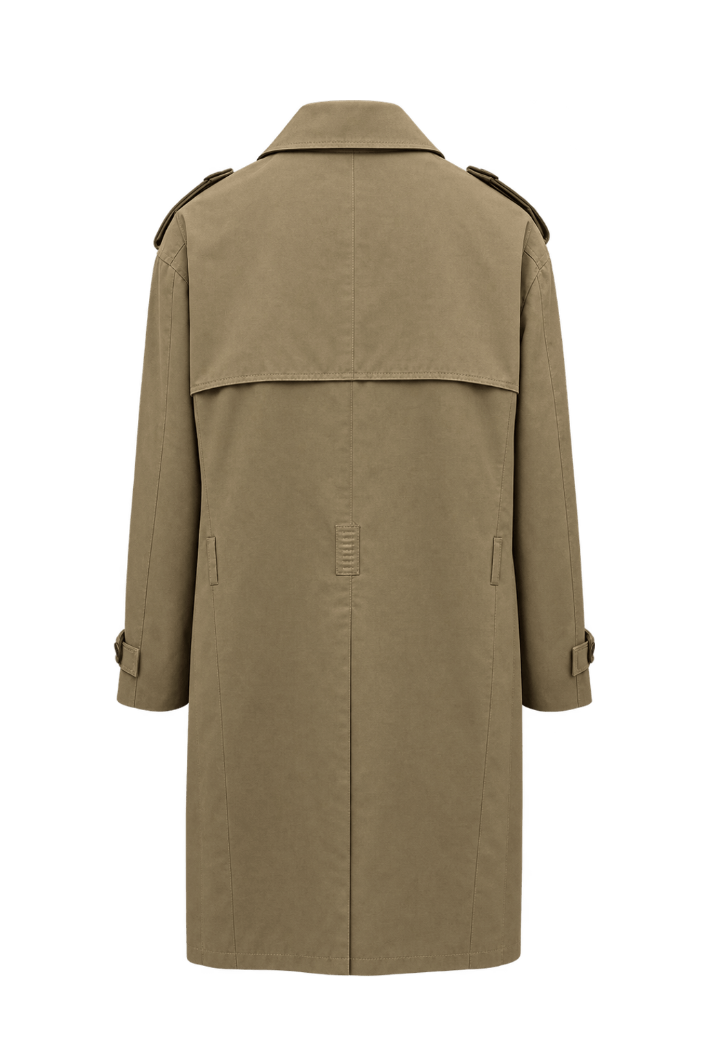 1990s Khaki Beige Cotton-Blend Trench Coat - Back View