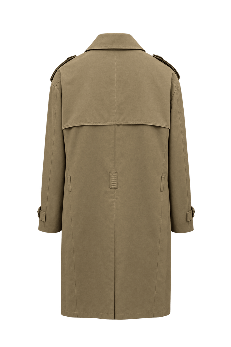 1990s Khaki Beige Cotton-Blend Trench Coat - Back View